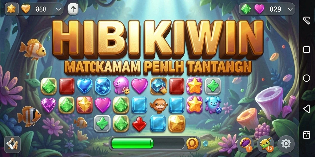 Tampilan menarik dari gameplay HIBIKIWIN yang penuh warna.
