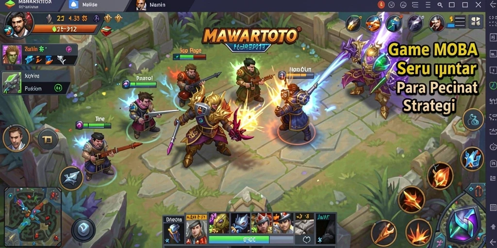 Tampilan gameplay MOBA yang seru dan mendebarkan di MAWARTOTO.