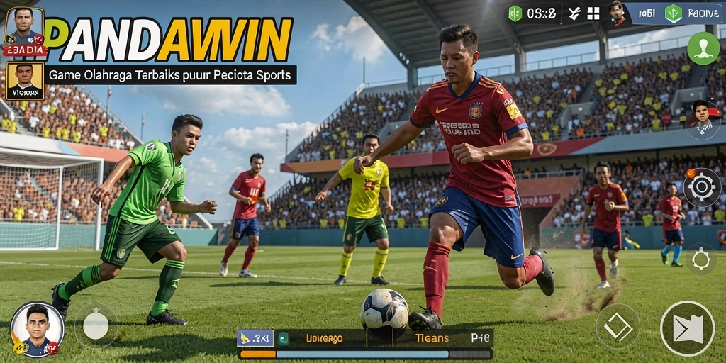 Tampilan gameplay PANDAWIN dengan aksi olahraga yang seru.