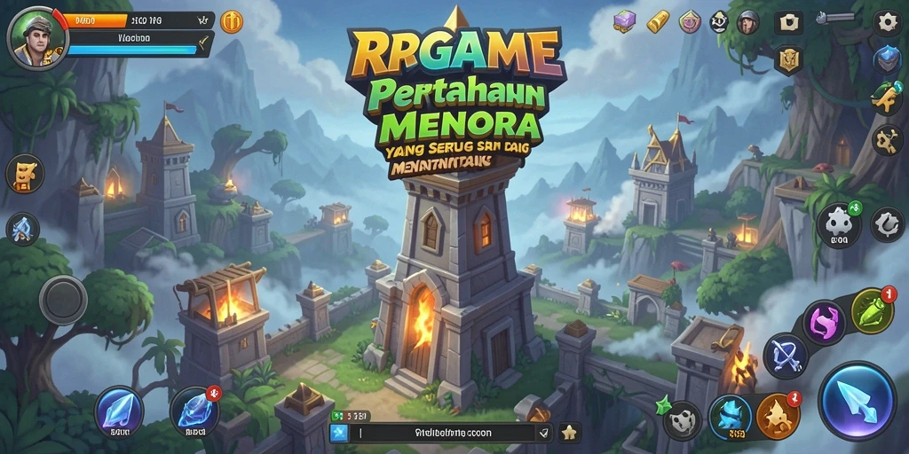 Tampilan menara pertahanan dan gelombang musuh di RPGAME.
