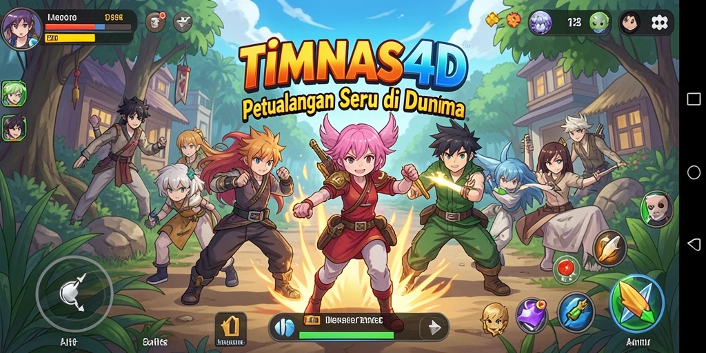 Screenshot gameplay TIMNAS4D menampilkan aksi karakter Anime yang dinamis.