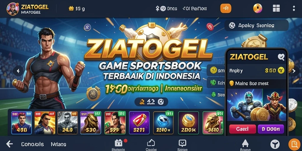 Tampilan utama ZIATOGEL dengan berbagai opsi taruhan olahraga.